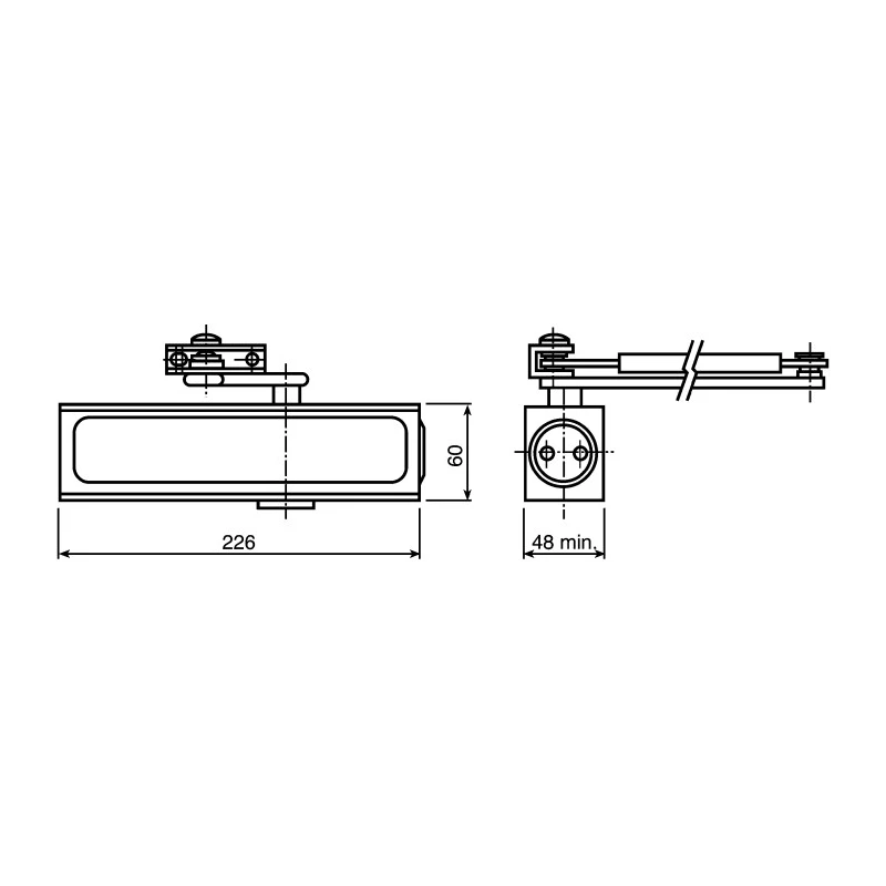 Briton Silver Overhead Adjustable Strength Door Closer Fire Door Compatible 80kg Maximum Door Weight 1.1m Maximum 1120B.SES