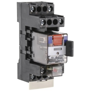 TE Connectivity DIN Rail Power Relay 12V dc Coil 12A Switching Current DPDT PT2S7LB2 7-1415074-1