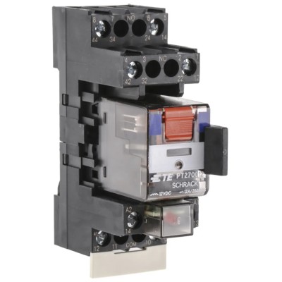 TE Connectivity DIN Rail Power Relay 12V dc Coil 12A Switching Current DPDT PT2S7LB2 7-1415074-1