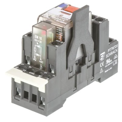 TE Connectivity DIN Rail Power Relay 24V DC Coil 12A Switching Current DPDT PT2S7LC4 8-1415074-1