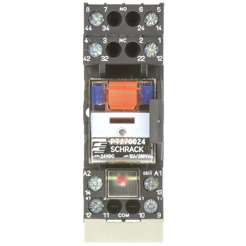 TE Connectivity DIN Rail Power Relay 24V DC Coil 12A Switching Current DPDT PT2S7LC4 8-1415074-1