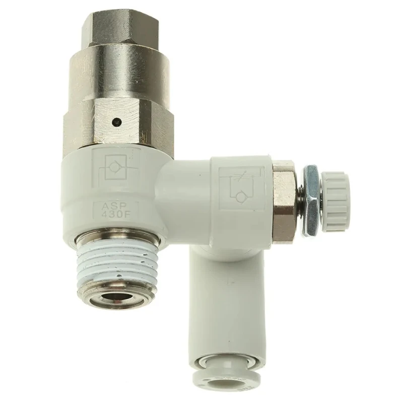 SMC ASP Series Flow Controller Flow Regulator with Tube Outlet 6mm, Threaded Inlet R 1/4 ASP430F-02-06S