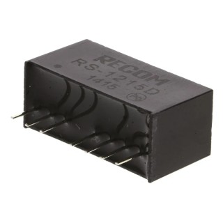 Recom RS DC/DC Converter 15V, -15 V, 67 mA Output, 18V DC Input, 9V Input, 2 W, Through Hole Mount, 85 °C Max Temp RS-1215D