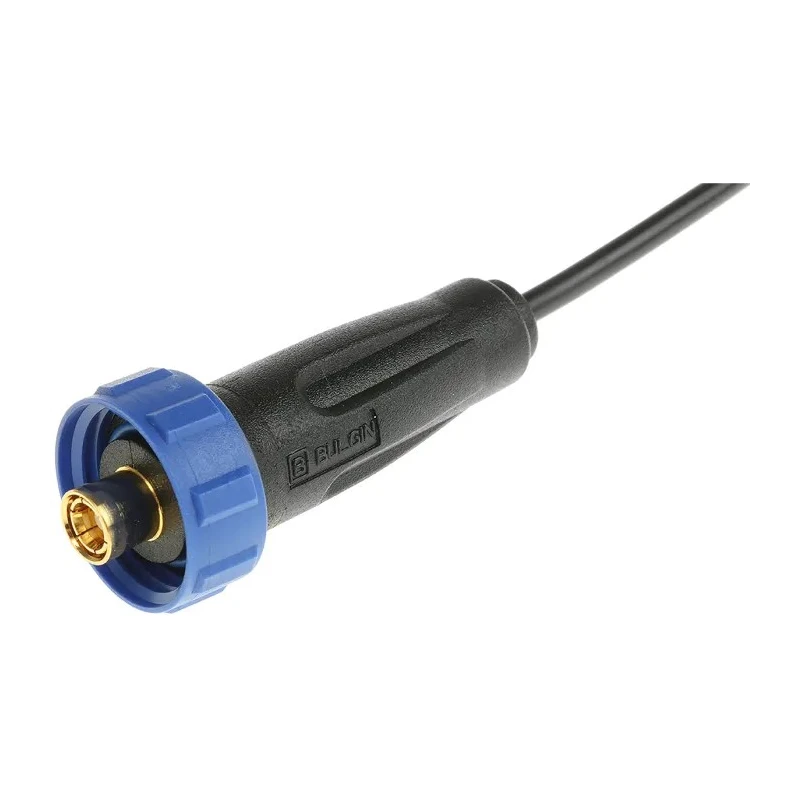Bulgin 400 Series SMB Coaxial Connector Cable Male, 50 Ω, Straight Body, Pre-Wired, RG174 Cable PX0416/1M00