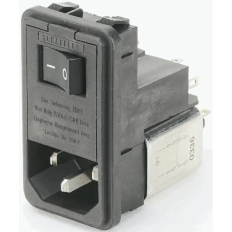 Schaffner Panel Mount IEC Filter 250V AC 2A Male 2 Pole Solder FN389-2-21