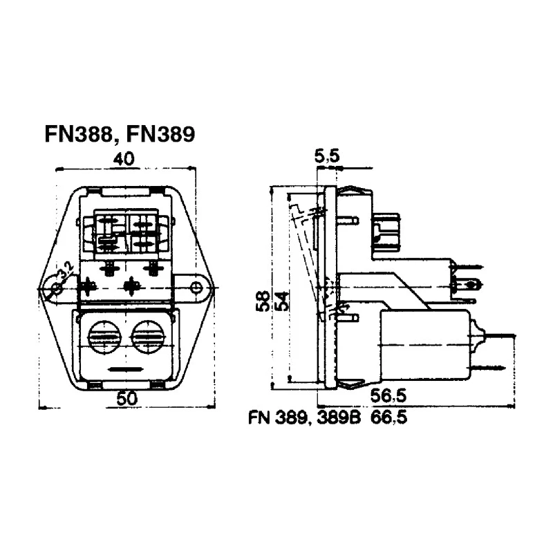 Schaffner Panel Mount IEC Filter 250V AC 2A Male 2 Pole Solder FN389-2-21