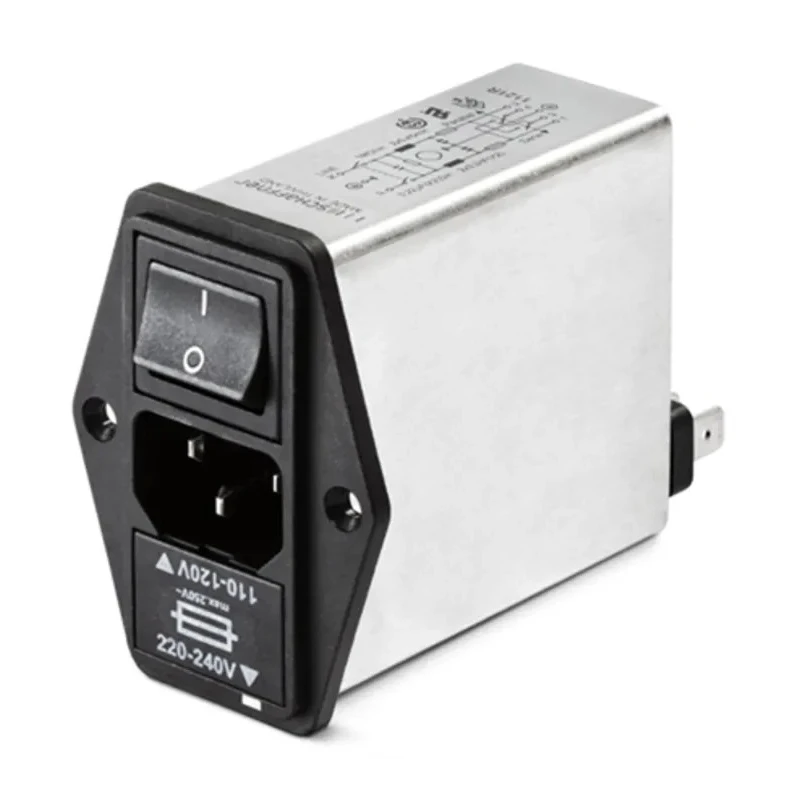 Schaffner 250V ac 1A Panel Mount IEC Filter Male 2 Pole Faston FN394-1-05-11