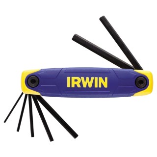 Irwin 7 Piece Folding Metric Hex Key Set Black Oxidised Chrome Vanadium Steel Hex Sizes 2.0 mm to 8.0 mm T10765