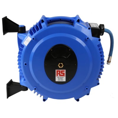 RS PRO Wall Mounted 1/2 in G BSPT 12 mm ID Polypropylene Hose Reel 490 mm Reel Diameter 16 bar Pressure 15 m Length 495-2084