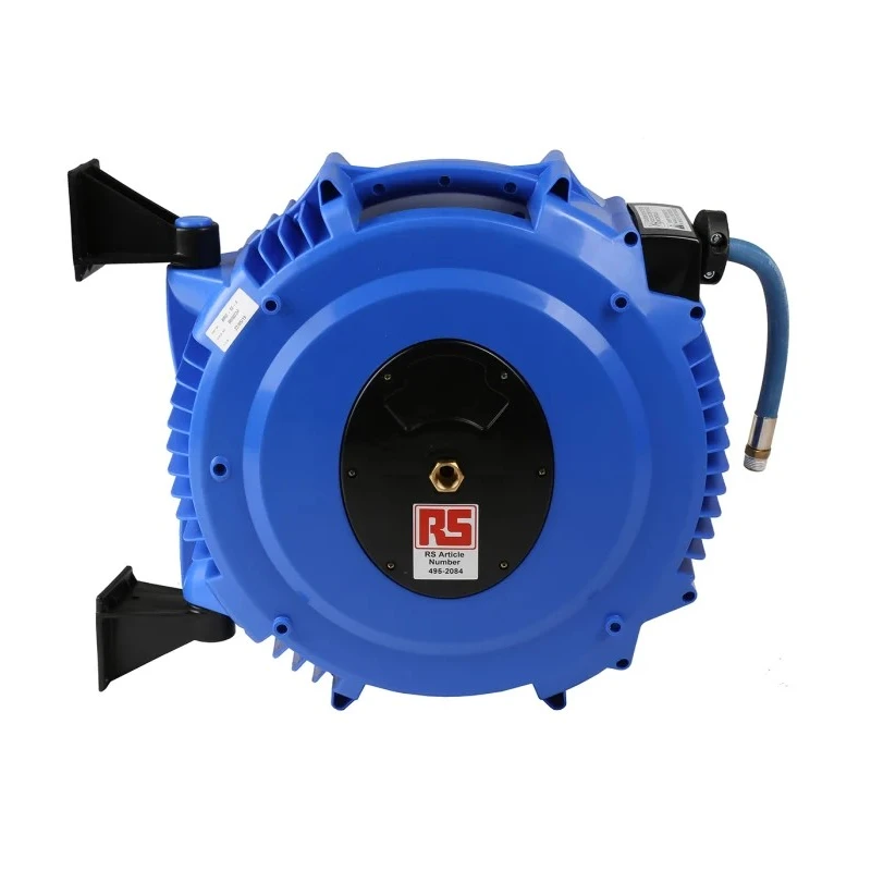 RS PRO Wall Mounted 1/2 in G BSPT 12 mm ID Polypropylene Hose Reel 490 mm Reel Diameter 16 bar Pressure 15 m Length 495-2084
