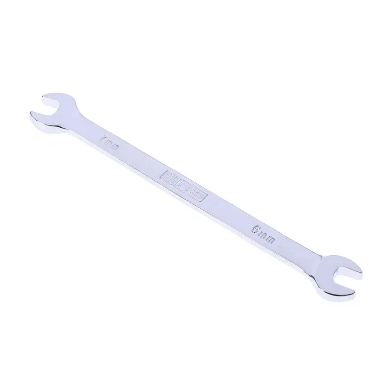 RS PRO Double Ended Open Spanner Metric 6 to 7 mm Chrome Vanadium Steel Chrome Finish 126mm 495-3784
