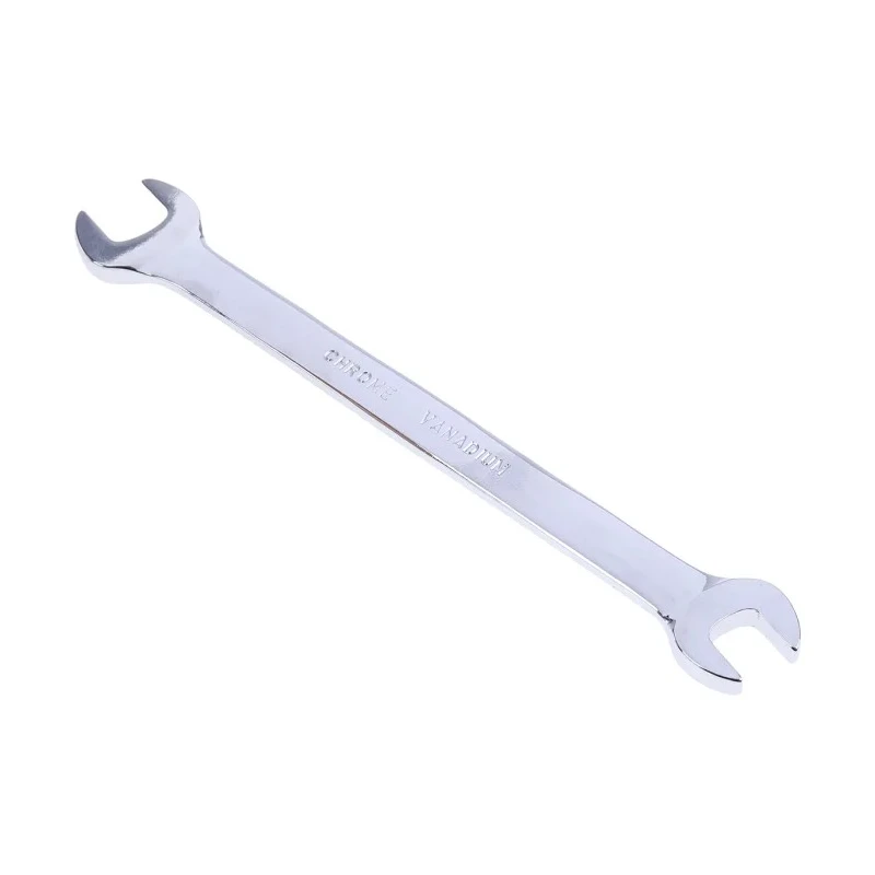 RS PRO Double Ended Open Spanner Metric 8 x 10 mm, Chrome Vanadium Steel, Chrome Finish, 135mm Length 495-3841