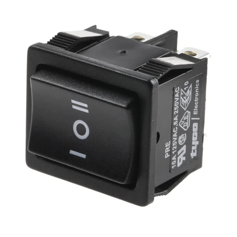 TE Connectivity DPDT Rocker Switch Panel On-Off-On On-Off-(On) 10A 125Vac 6A 250Vac Gemini A Series 2-1634200-2