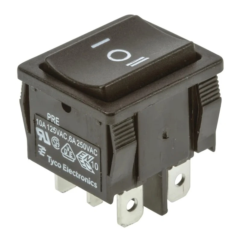 TE Connectivity DPDT On-Off-On Rocker Switch Panel 1-1634200-7 10A, IP66, Panel Mount