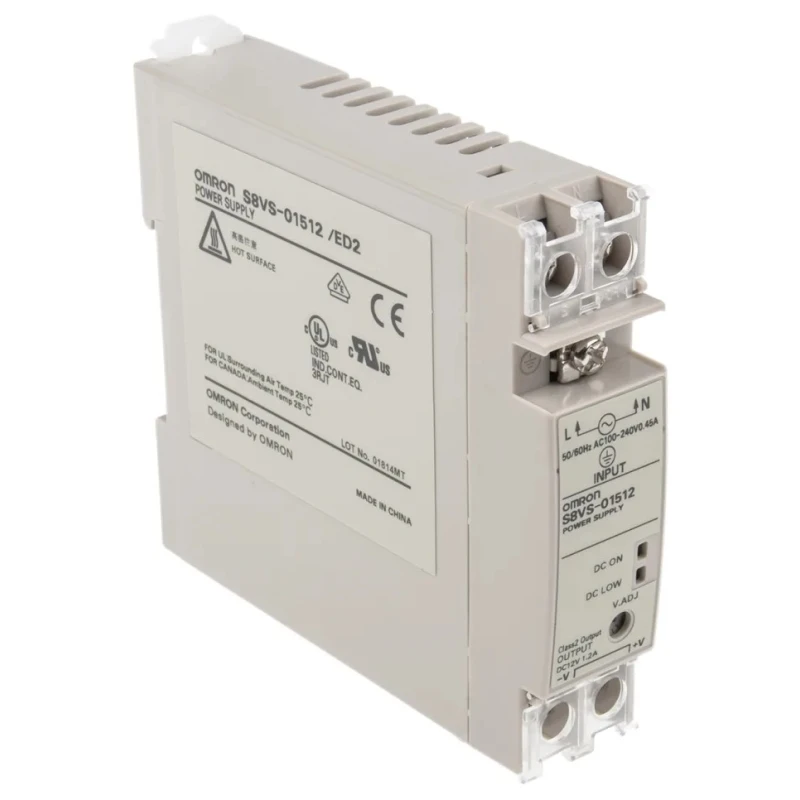 Omron Switched Mode DIN Rail Power Supply 12V dc, 1.2A Output, 15W, AC Input 85-264V, IP20 S8VS