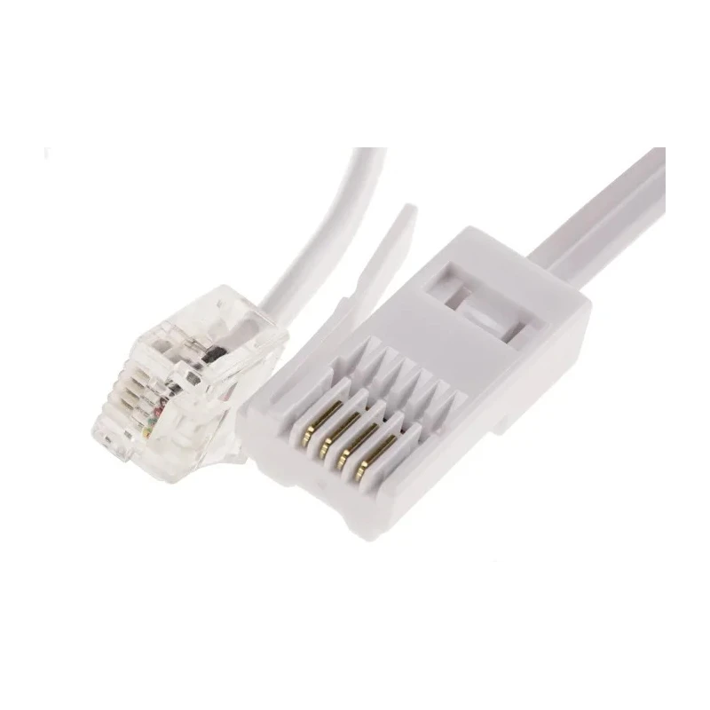 RS PRO Telephone Extension Cable Female RJ11 to Male BT Connector, White Sheath, 3 m RJ11