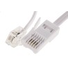 RS PRO Telephone Extension Cable Female RJ11 to Male BT Connector, White Sheath, 3 m RJ11