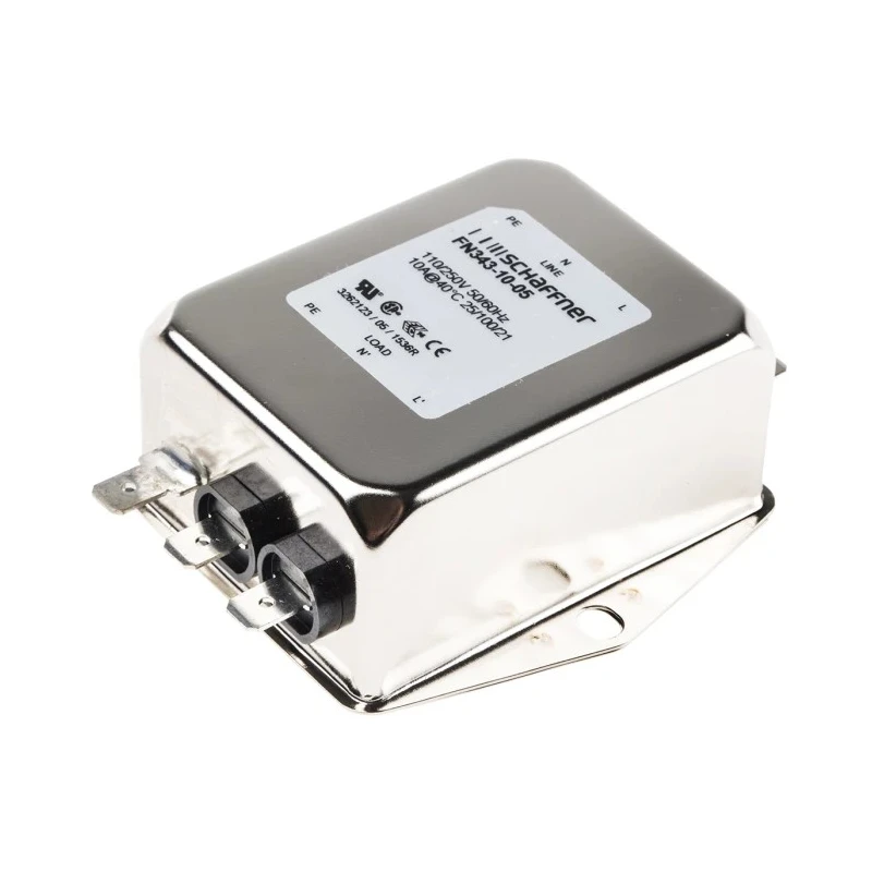 Schaffner Chassis Mount EMI Filter 10 A 250 V AC 400 Hz, Two-Stage, Tab Termination, Single Phase FN343