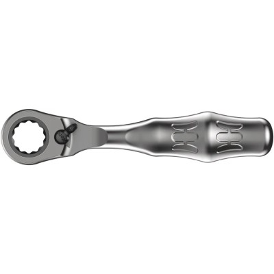 Wera Zyklop Mini 2 1/4 in Hex Drive Ratchet with Ratchet Handle, Round Head, 107mm Overall Length 05003660001