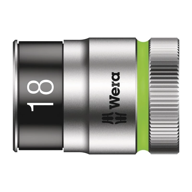 Wera 18 mm Standard Chrome Vanadium Steel Socket with 1/2 in Drive, 12.5mm Overall Length 05024468001