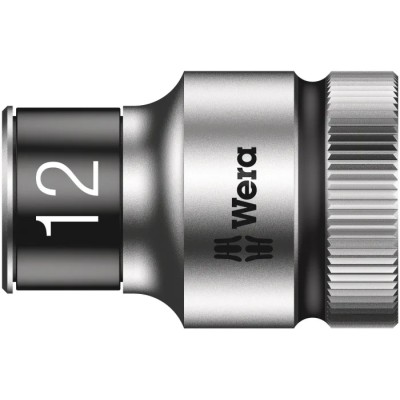 Wera Zyklop 1/2 in Drive 12 mm Standard Socket with Holding Function, Chrome Vanadium Steel, 11.4mm Overall 05024453001