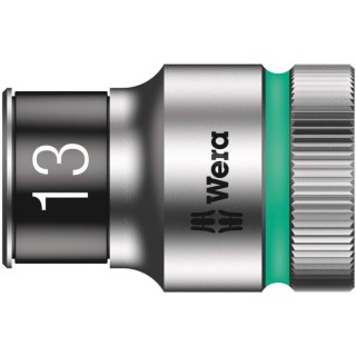 Wera 6 Point 13 mm Socket with 1/2 in Drive, Chrome Vanadium Steel, 11.4mm Overall Length 05003733001