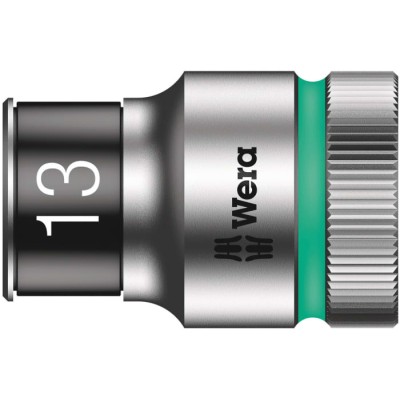 Wera 6 Point 13 mm Socket with 1/2 in Drive, Chrome Vanadium Steel, 11.4mm Overall Length 05003733001