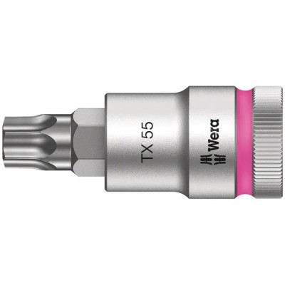 Wera 1/2 in Drive TX55 Torx Socket Chrome Vanadium Steel 60mm Overall Length TX55