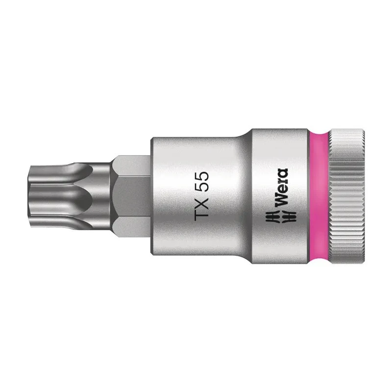 Wera 1/2 in Drive TX55 Torx Socket Chrome Vanadium Steel 60mm Overall Length TX55