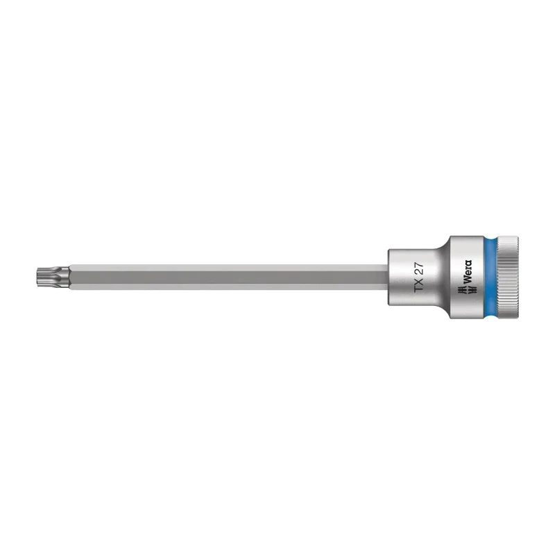 Wera 1/2 in Drive TX27 Bit Socket, Chrome Vanadium Steel, Chrome Finish, 140mm Overall Length TX27