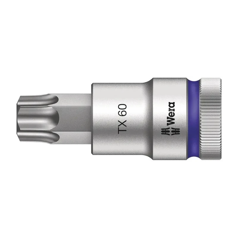 Wera 1/2 in Drive TX60 Torx Socket Chrome Vanadium Steel 60mm Overall Length TX60