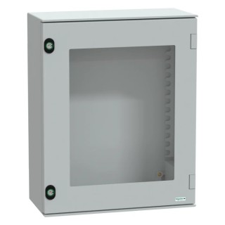 Schneider Electric PanelSeT Series Polyethylene Terephthalate Wall Box, IP66 Transparent Door, 530 mm x 430 mm x NSYPLM54TG