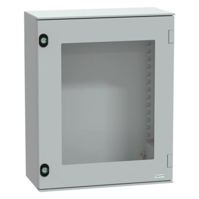 Schneider Electric PanelSeT Series Polyethylene Terephthalate Wall Box, IP66 Transparent Door, 530 mm x 430 mm x NSYPLM54TG