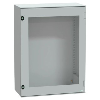 Schneider Electric PanelSeT Series Polyester Wall Box, IP66 Transparent Door, 847 mm x 636 mm x 300 mm NSYPLM86TG