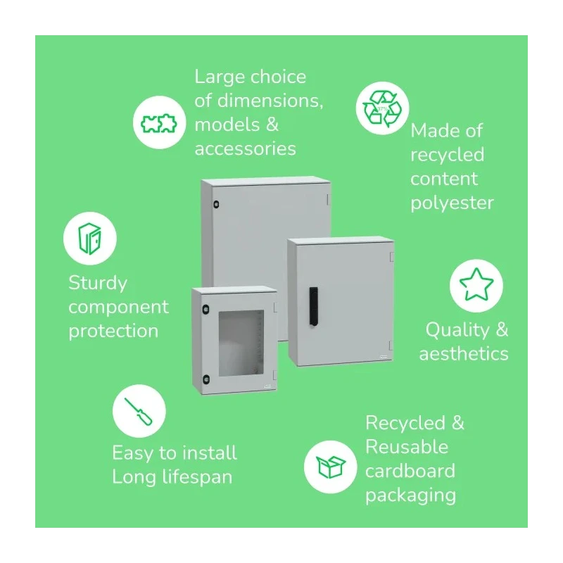 Schneider Electric PanelSeT Series Polyethylene Terephthalate IP66 Wall Box 647 mm x 436 mm x 250 mm NSYPLM64G