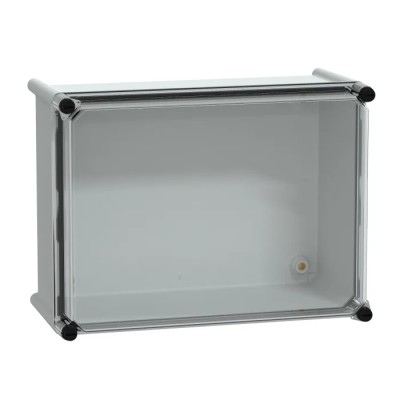 Schneider Electric PanelSeT Series Grey Transparent Lid Fibreglass Reinforced Polyester Enclosure IP65 IK09 NSYPLS2736G
