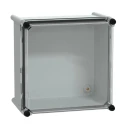 Schneider Electric PanelSeT Series Grey Transparent Lid Fibreglass Reinforced Polyester Enclosure IP65 IK09 270 NSYPLS2727G