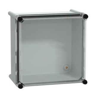 Schneider Electric PanelSeT Series Grey Transparent Lid Fibreglass Reinforced Polyester Enclosure IP65 IK09 270 NSYPLS2727G