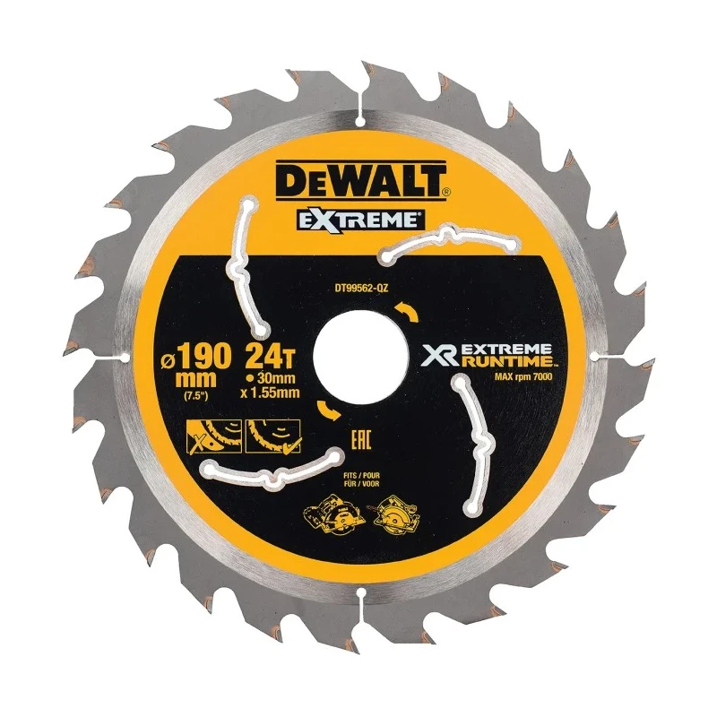 DeWALT 24 Teeth Per Inch Wood Rip Circular Saw Blade Tungsten Carbide 190mm DT99562-QZ