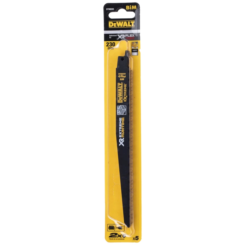 DeWALT Reciprocating Saw Blade 5-Piece 230 mm Bi-Metal, 6 Teeth Per Inch DT99555-QZ