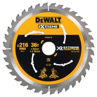 DeWALT Circular Saw Blade 216 mm Diameter 36 Teeth 2.16 mm Kerf Thickness DT99569-QZ