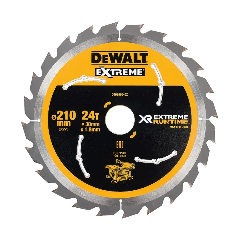 DeWALT 24 Teeth Per Inch Wood Circular Saw Blade 210 mm, Tungsten Carbide, 7000 rpm DT99565-QZ