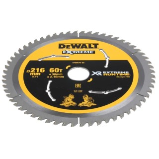 DeWALT Extreme Runtime Circular Saw Blade 216 mm Diameter 60 Teeth 2.16 mm Kerf Thickness DT99570-QZ