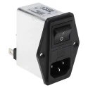 Schaffner 250V AC 4A Panel Mount IEC Filter Male 2 Pole 2 Fuse Faston FN284-4-06