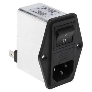 Schaffner 250V AC 4A Panel Mount IEC Filter Male 2 Pole 2 Fuse Faston FN284-4-06
