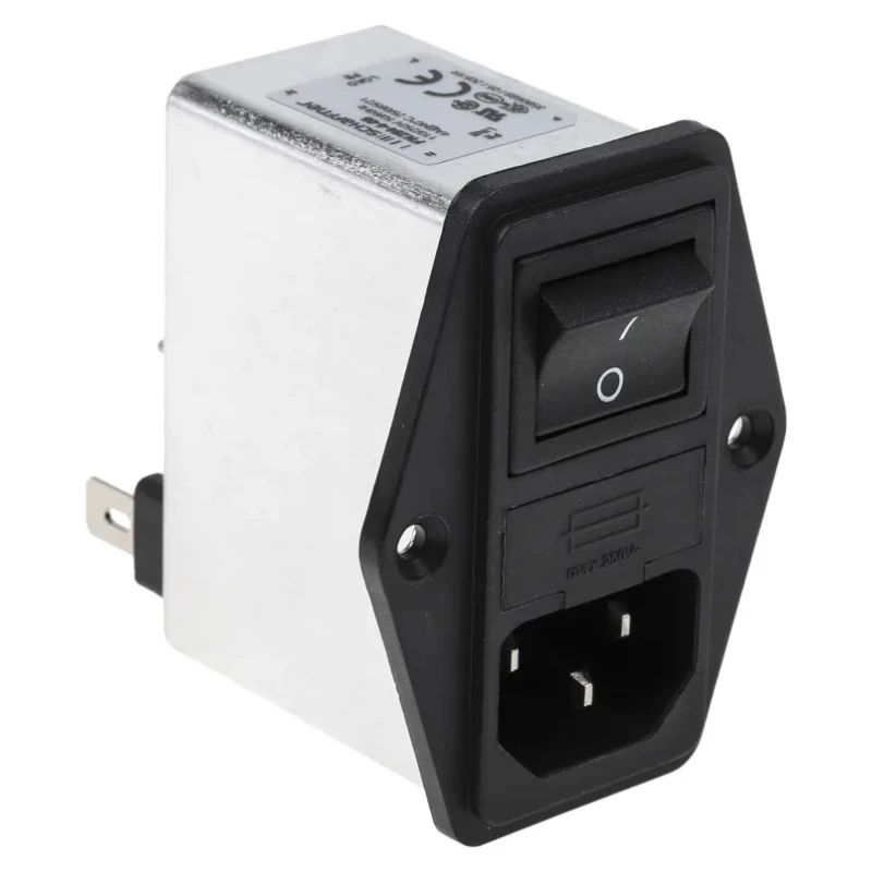 Schaffner 250V AC 4A Panel Mount IEC Filter Male 2 Pole 2 Fuse Faston FN284-4-06