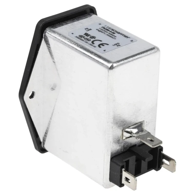 Schaffner 250V AC 4A Panel Mount IEC Filter Male 2 Pole 2 Fuse Faston FN284-4-06