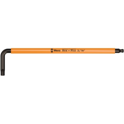 Wera L Imperial Hex Key Set, Hex Size 3/16 in, Long Arm, Black Finish 05022634001