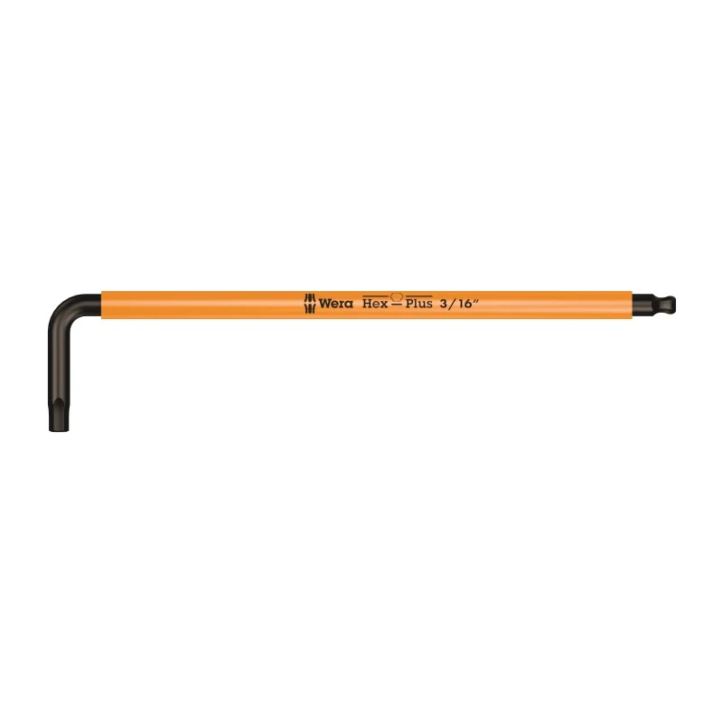 Wera L Imperial Hex Key Set, Hex Size 3/16 in, Long Arm, Black Finish 05022634001