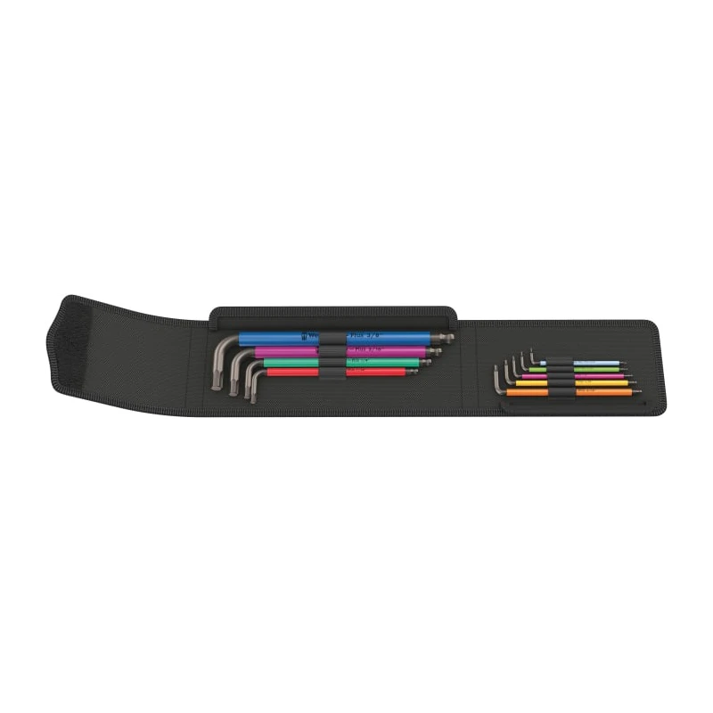 Wera 9 Piece L Imperial Hex Key Set with Hex Sizes 1.98 to 9.53 mm, Black Laser Finish 05022639001